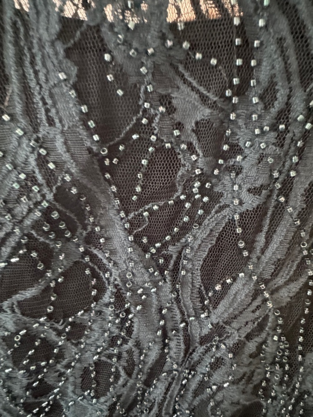 Buckle Dark Green Lace Beaded Long Sleeve Blouse - Picture 5 of 7